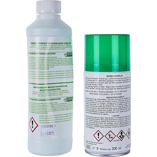 Kit d'entretien complet GREEN FILTER pour filtres à air sport - 500 + 300ml - GN901