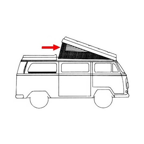 Orange Dachplane mit 3 Fenstern für Westfalia Combi 68 -&gt;73 mit Öffnung auf der Rückseite - KA08007