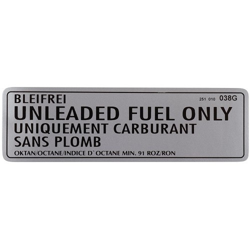  Unleaded fuel sticker only for VOLKSWAGEN LT (08/1975-07/1996) - KA08055 