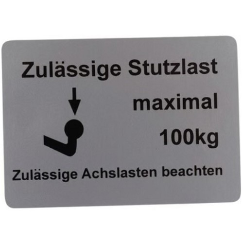  Adesivo carico massimo del gancio di traino per VOLKSWAGEN Transporter T25 (05/1979-07/1992) - 100kg - KA08061 