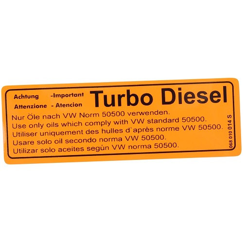  Adhesivo informativo Turbo-Diesel para VOLKSWAGEN Transporter T25 (05/1979-07/1992) - KA08063 
