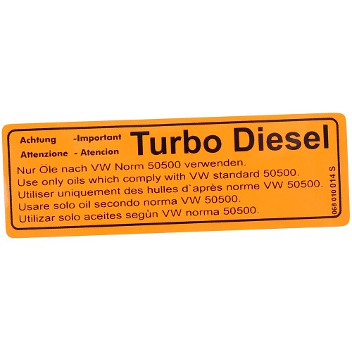  Turbo-Diesel Informationsaufkleber für VOLKSWAGEN Transporter T25 (05/1979-07/1992) - KA08063 