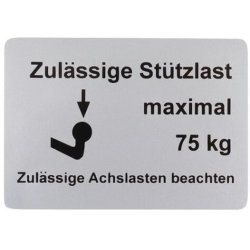  Autocolante carga máxima de engate para VOLKSWAGEN Transporter T25 (05/1979-07/1992) - 75kg - KA08069 