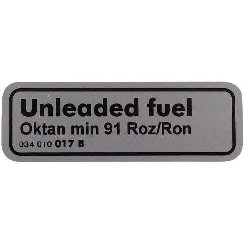  Unleaded octane 91 information sticker for VOLKSWAGEN Transporter T25 (05/1979-07/1992) - KA08074 