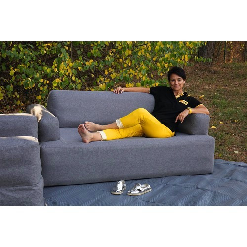 Grau meliertes aufblasbares Sofa für 2 Personen mit integrierter 230v-Pumpe - KA10305