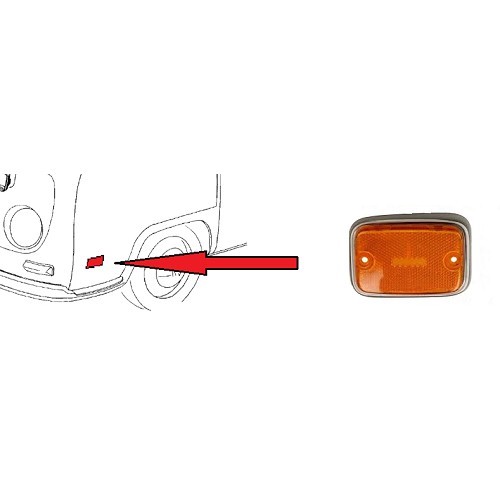 Side reflector lens on front door for USA Bay Window Camper 71 >72 - orange/silver