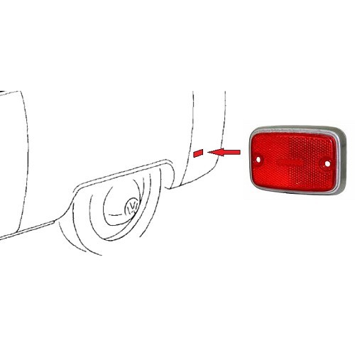 Lentille réflecteur latérale arrière pour Bay Window US 71 >72 - rouge / argenté