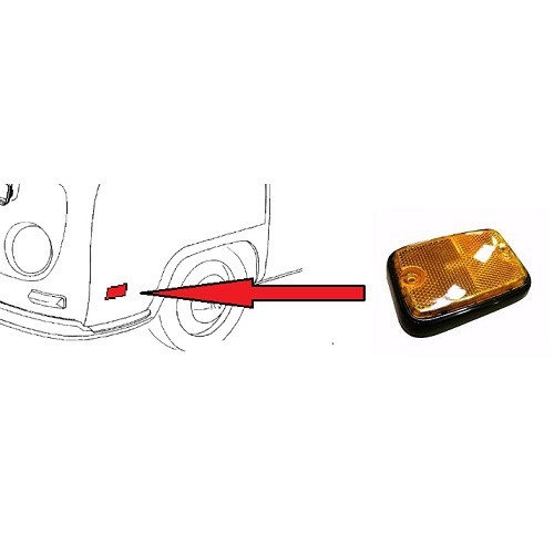     
                
                
    Lentille réflecteur latérale sur porte avant pour VOLKSWAGEN Combi Bay Window (08/1972-07/1979) - orange / noir - KA12005
