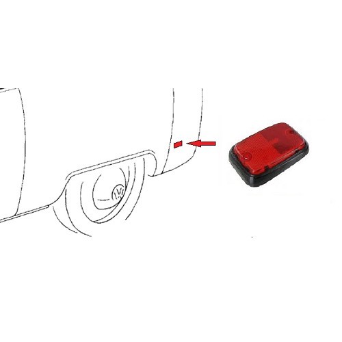 Lente catarifrangente laterale posteriore per Bay Window US 73 > 79 - rosso/ nero