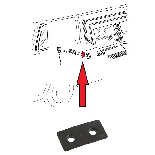  Basetta esterna di supporto su fissaggio per finestrino scorrevole Combi VW Bay Window - KA13045 