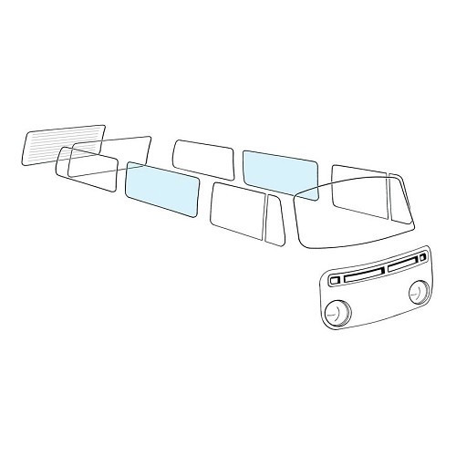  Ventana central izquierda o derecha para VOLKSWAGEN Combi Bay Window (08/1967-07/1979) - KA13046 