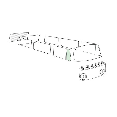  Vitre de déflecteur fixe teintée verte avant droit pour VOLKSWAGEN Combi Bay Window (08/1967-07/1979) - KA13093 