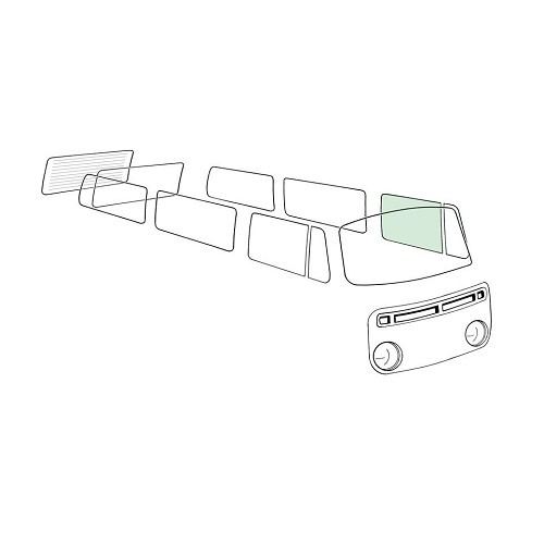  Groen getint linker voorportierraam voor VOLKSWAGEN Combi Bay Window (08/1967-07/1979) - KA13094 