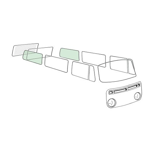  Groen getint achterzijruitje voor VOLKSWAGEN Combi Bay Window (08/1967-07/1979) - KA13097 