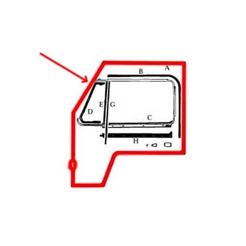  Deurrubber links voor VOLKSWAGEN Combi erker (08/1967-07/1979) - KA131001 