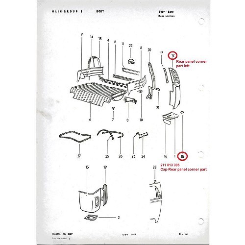  Caperuza obturador en esquinas traseras Combi VW Bay Window y Transporter T3 Pick-up - KA13158-1 