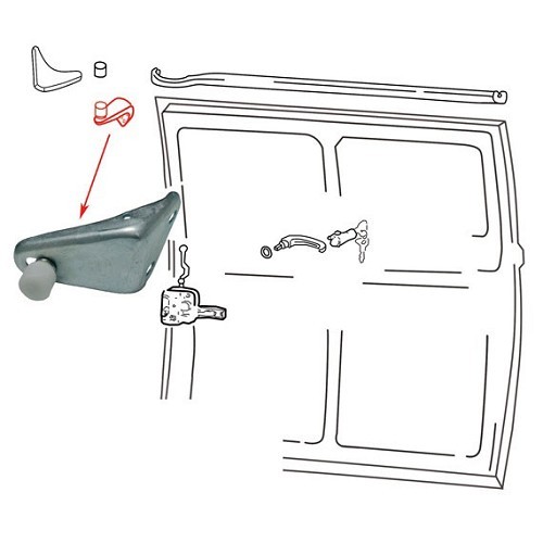 Upper sliding door arm for VW Bay Window 68 ->79