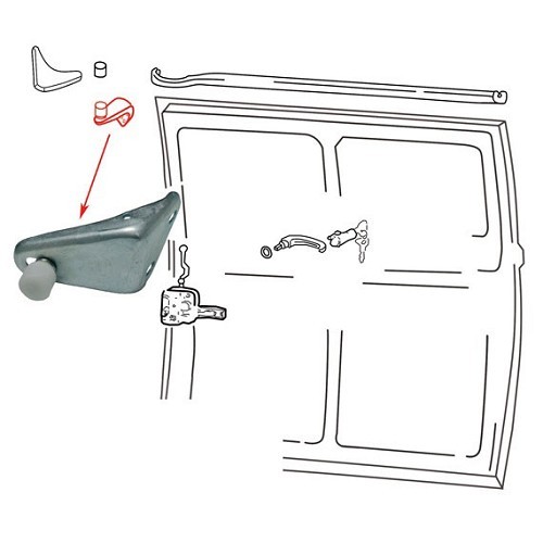 Braccio superiore sportello scorrevole per Combi VW Bay Window 68 -> 79