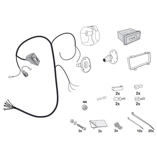 7-pin wiring for Volkswagen Transporter T6 without trailer hitch preparation (04/2015-) - KA13488