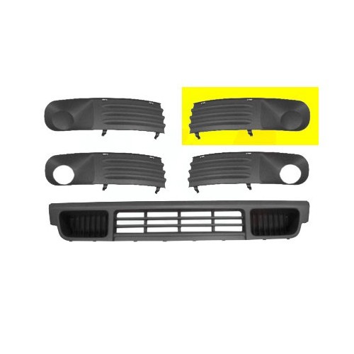  Rejilla izquierda en gris grafito de parachoques para VW Transporter T5 combi / furgoneta de 2003 a 2009 - KA19513 