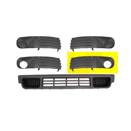  Grelha de pára-choques esquerda em cinzento grafite com lâmpadas de nevoeiro para VW Transporter T5 combi / van de 2003 a 2009 - KA19515 