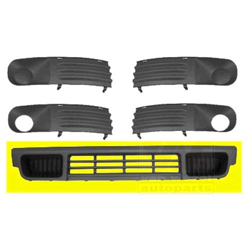  Grille inférieure grise graphite de parechocs pour VOLKSWAGEN Transporter T5 combi / fourgon (2003-2009) - KA19544 