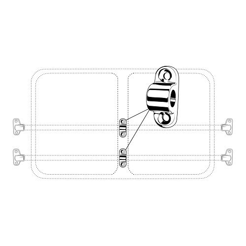 Supporto per asta di protezione del finestrino d'angolo per VOLKSWAGEN Combi Split Samba (-07/1967) - KB00348