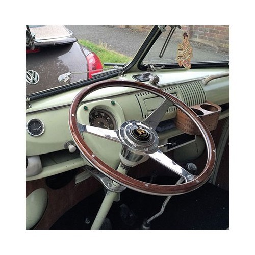 Wooden steering wheel for Kombi Split, with hub and button - KB00501