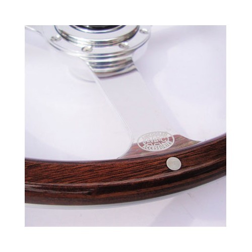 Wooden steering wheel for Kombi Split, with hub and button - KB00501