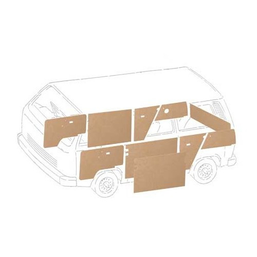 Kit of 9 wooden panels for VOLKSWAGEN Transporter T25 (1985-1992) - KB22509