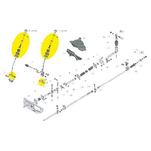  Kit réparation de levier de vitesses pour VOLKSWAGEN Transporter T25 (08/1982-07/1992) - KB31500-1 