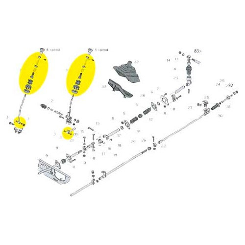 Kit de reparación de la palanca de cambios para VOLKSWAGEN Transporter T25 (08/1982-07/1992) - KB31500