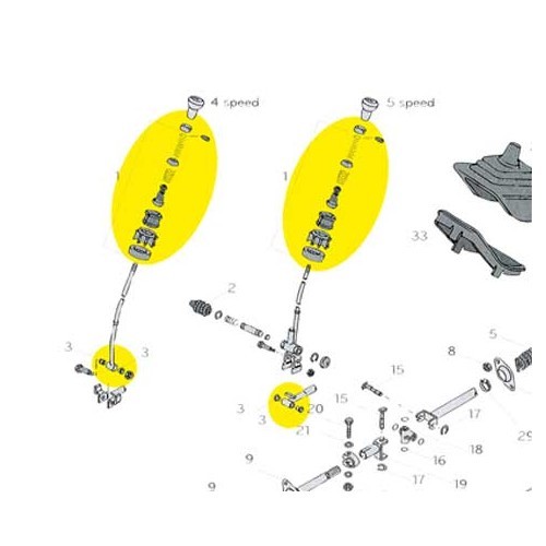 Kit de reparação da alavanca de velocidades para VOLKSWAGEN Transporter T25 (08/1982-07/1992) - KB31500