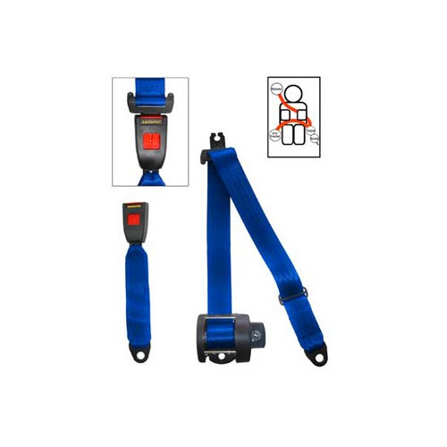  Cinturón trasero SECURON azul de 3 puntos con retractor para T25 - KB38032 