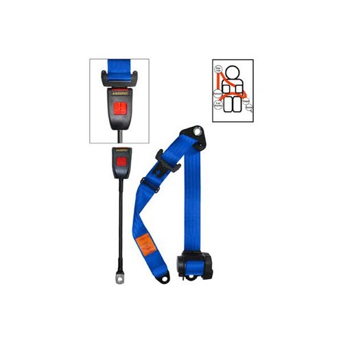  Cinto frontal azul SECURON 4 pontos com retractor para Combi 63 -&gt;79 - KB38102 