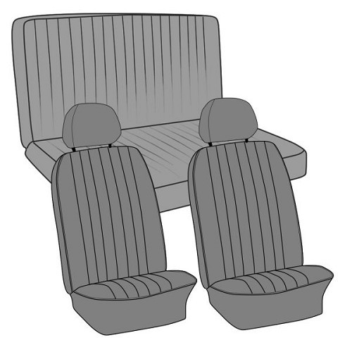  Revestimentos dos bancos TMI em vinil liso colorido para Karmann-Ghia Coupé 69 -&gt;71 - KB431526L 