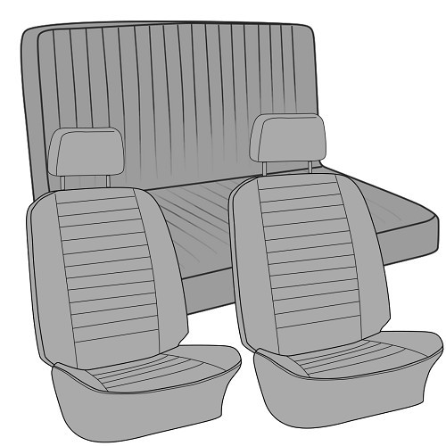  TMI stoelhoezen in gekleurd reliëfvinyl voor Karmann-Ghia Coupé 72 -&gt;74 - KB431527G 