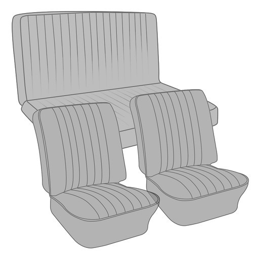     
                
                
    Fundas de asiento TMI de vinilo con relieve para VW Karmann-Ghia Coupé 66->67 - KB43159
