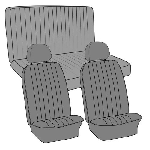  Fundas asientos TMI en vinilo de color liso para Karmann-Ghia Cabriolet 69 -&gt;71 - KB431626L 