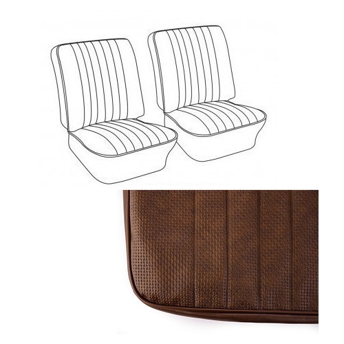  2 x TMI separate front seat covers in dark brown embossed vinyl for Camper 68 ->73 - KB43277 