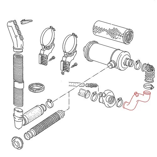 Tuyau manchon de raccord sur boitier de filtre à air pour VW T25 turbo Diesel à partir de 1985 - KC45712