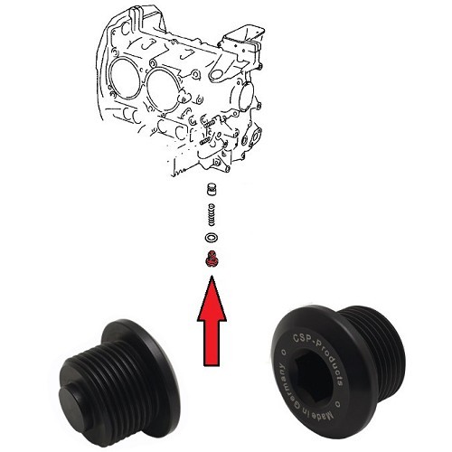  Tapón regulador de aceite CSP anodizado para motores Tipo 4, 1600 CT, WBX - KC50150 