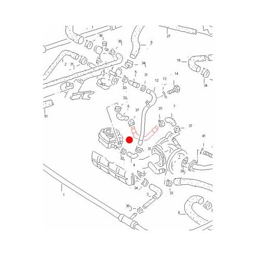 RVS slang tussen de waterpomp en de radiateur voor Transporter 1.9 / 2.1 - 85->92 - KC55728