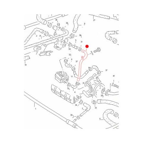 Edelstahlschlauch zwischen Thermostat und Kühler für VW Transporter T25 1.9 / 2.1 von 1985 bis 1992 - KC55729