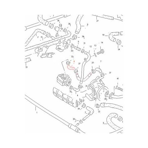 Hos between the water pump and the radiator for Transporter 1.9/2.1 - 86 ->92 - KC55733