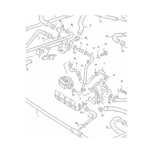 Tubo tra la pompa dell'acqua e il termostato per VW Transporter T25 1.9 / 2.1 dal 1986 al 1992 - KC55734