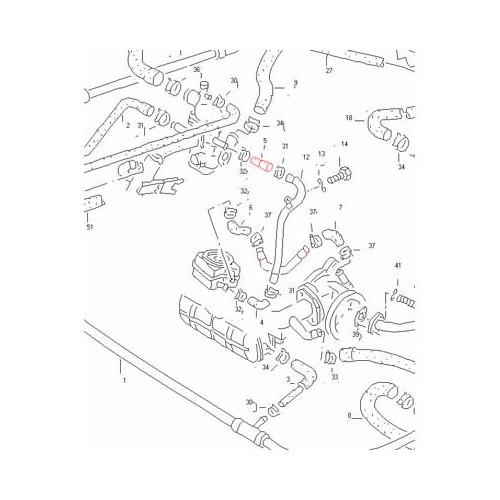  Durite d'eau entre le thermostat et le radiateur pour VW Transporteur T25 1.9 / 2.1 de 1986 à 1992 - KC55735-1 