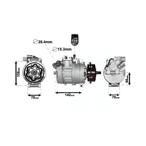 Airconditioning compressor voor VW Transporter T5 van 2003 tot 2010