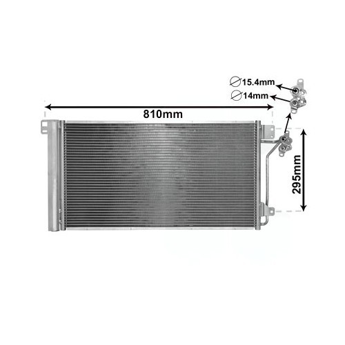 Air conditioning condenser for VW Transporter T5 from 2003 to 2009