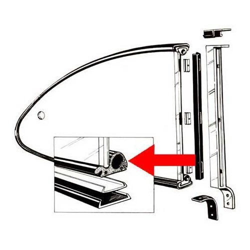  Gaskets between glass panes and Popout frames for Karmann Ghia 60-&gt;73 - per 2 - KG13130 